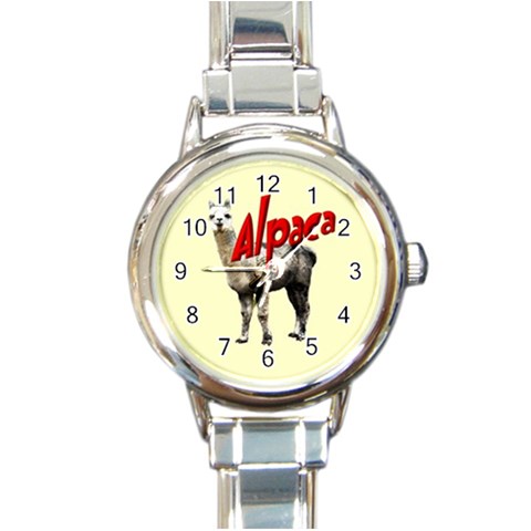 Alpaca Round Italian Charm Watch from ArtsNow.com Front