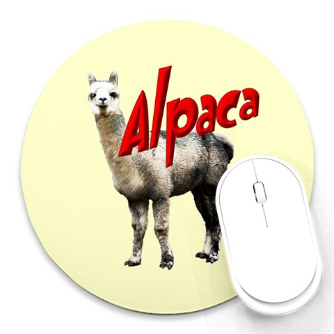 Alpaca Round Mousepad from ArtsNow.com Front