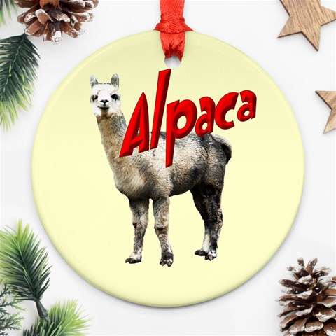 Alpaca Ornament (Round) from ArtsNow.com Front