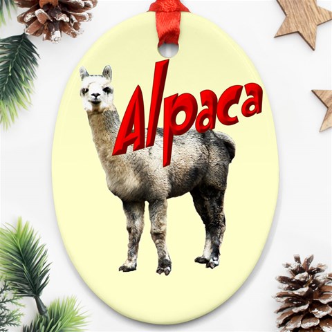 Alpaca Ornament (Oval) from ArtsNow.com Front