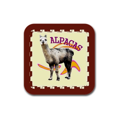Alpaca Rubber Square Coaster (4 pack) from ArtsNow.com Front