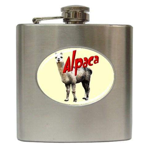 Alpaca Hip Flask (6 oz) from ArtsNow.com Front