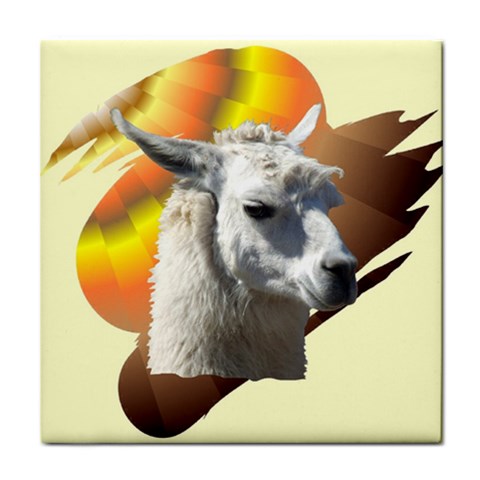 Llama head Tile Coaster from ArtsNow.com Front