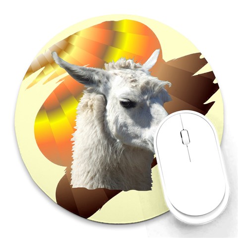 Llama head Round Mousepad from ArtsNow.com Front