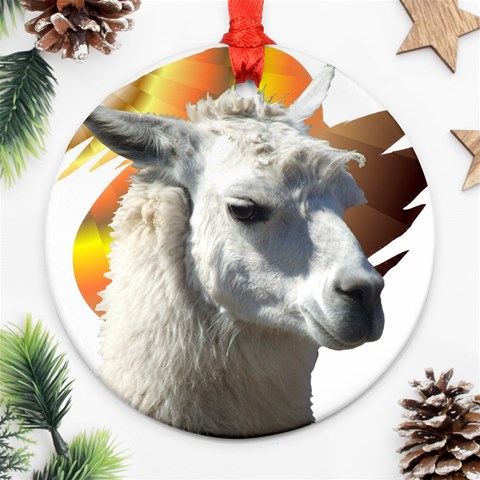 Llama head Ornament (Round) from ArtsNow.com Front