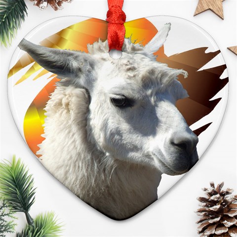Llama head Ornament (Heart) from ArtsNow.com Front