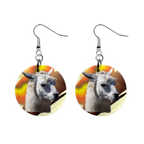 Llama head 1  Button Earrings from ArtsNow.com Front