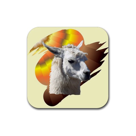 Llama head Rubber Coaster (Square) from ArtsNow.com Front