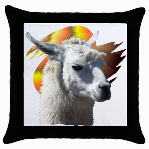 Llama head Throw Pillow Case (Black) from ArtsNow.com Front
