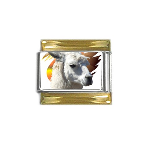 Llama head Gold Trim Italian Charm (9mm) from ArtsNow.com Front