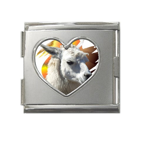 Llama head Mega Link Heart Italian Charm (18mm) from ArtsNow.com Front