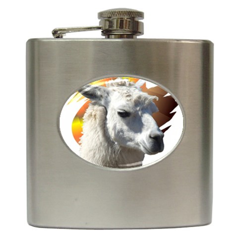 Llama head Hip Flask (6 oz) from ArtsNow.com Front