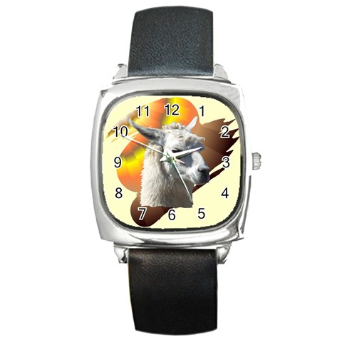Llama head Square Metal Watch from ArtsNow.com Front