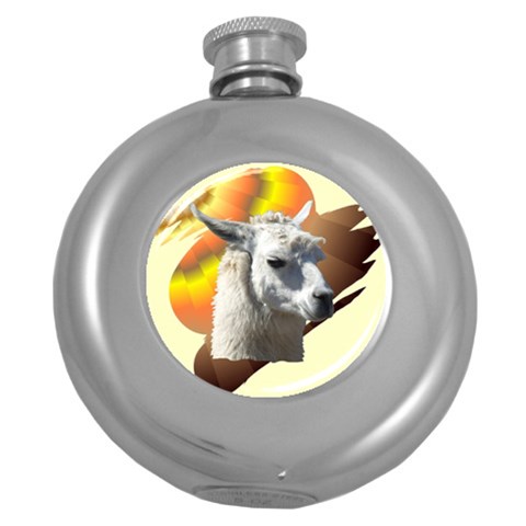 Llama head Hip Flask (5 oz) from ArtsNow.com Front