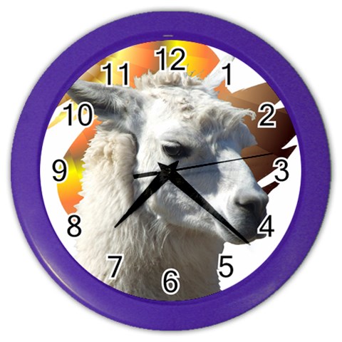 Llama head Color Wall Clock from ArtsNow.com Front