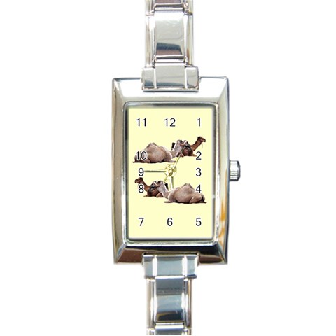 Sitting camels Rectangular Italian Charm Watch from ArtsNow.com Front