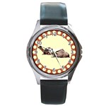 Sitting camels Round Metal Watch