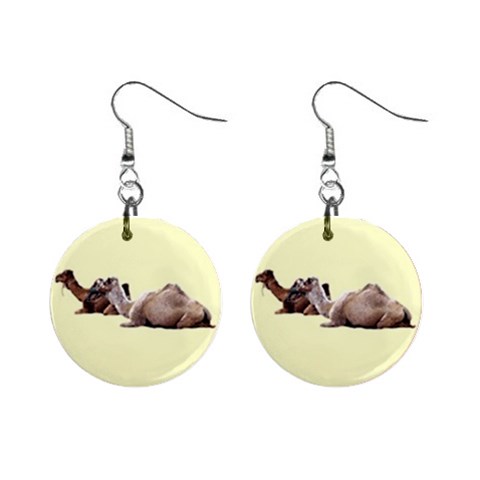 Sitting camels 1  Button Earrings from ArtsNow.com Front