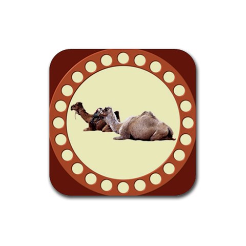 Sitting camels Rubber Coaster (Square) from ArtsNow.com Front