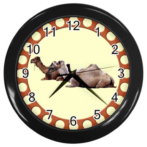 Sitting camels Wall Clock (Black) from ArtsNow.com Front