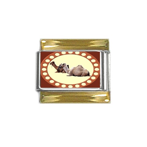 Sitting camels Gold Trim Italian Charm (9mm) from ArtsNow.com Front