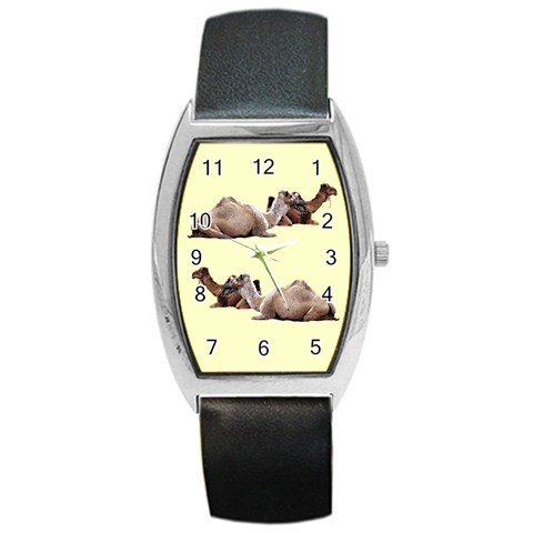 Sitting camels Barrel Style Metal Watch from ArtsNow.com Front