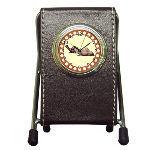 Sitting camels Pen Holder Desk Clock from ArtsNow.com Front