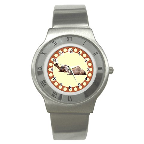 Sitting camels Stainless Steel Watch from ArtsNow.com Front