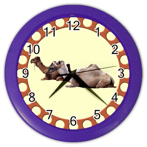 Sitting camels Color Wall Clock from ArtsNow.com Front