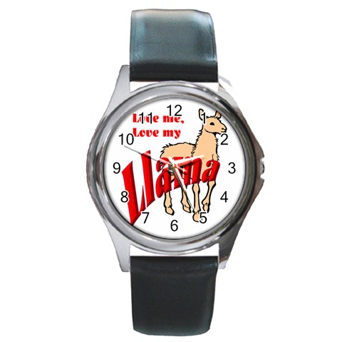 Love my llama Round Metal Watch from ArtsNow.com Front