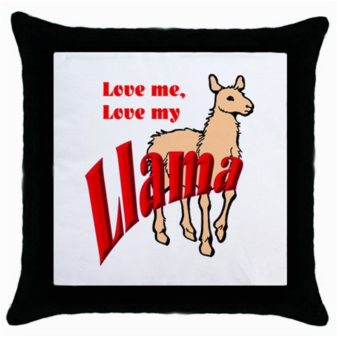 Love my llama Throw Pillow Case (Black) from ArtsNow.com Front