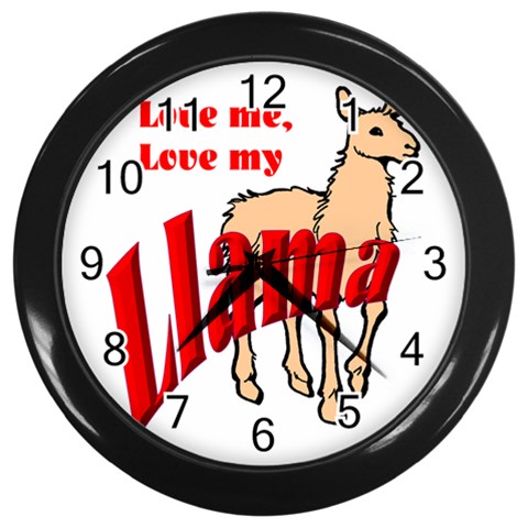 Love my llama Wall Clock (Black) from ArtsNow.com Front