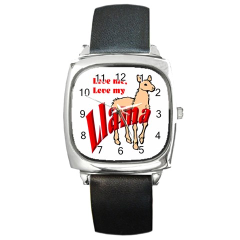 Love my llama Square Metal Watch from ArtsNow.com Front