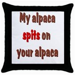 My alpaca spits Throw Pillow Case (Black)