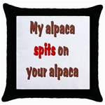 My alpaca spits Throw Pillow Case (Black)