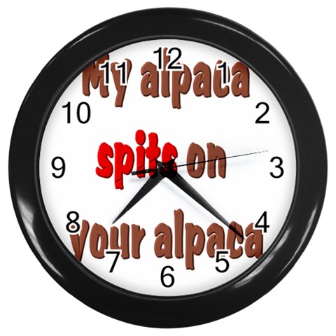My alpaca spits Wall Clock (Black) from ArtsNow.com Front