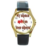 My alpaca spits Round Gold Metal Watch