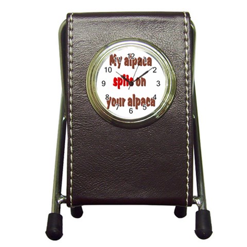 My alpaca spits Pen Holder Desk Clock from ArtsNow.com Front