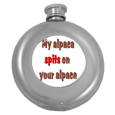 My alpaca spits Hip Flask (5 oz) from ArtsNow.com Front
