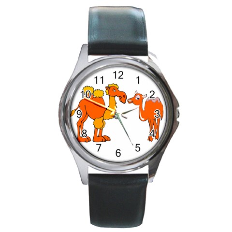 Camel love Round Metal Watch from ArtsNow.com Front