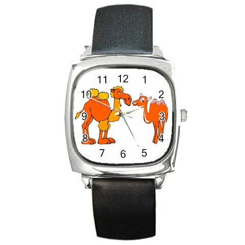 Camel love Square Metal Watch from ArtsNow.com Front
