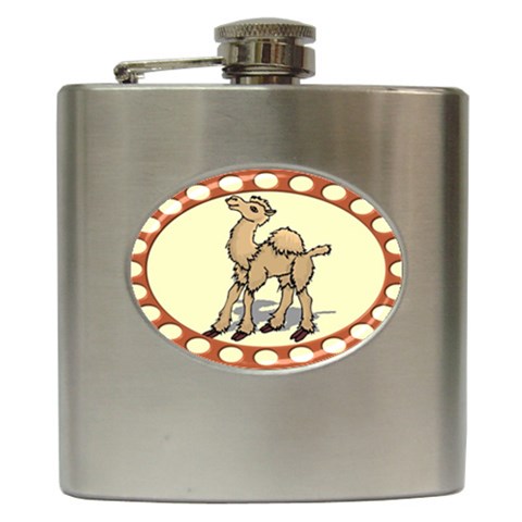 Cute camel Hip Flask (6 oz) from ArtsNow.com Front