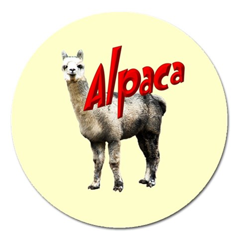 Alpaca Magnet 5  (Round) from ArtsNow.com Front