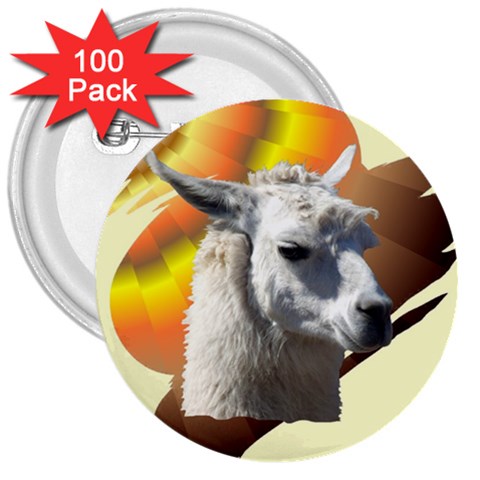 Llama head 3  Button (100 pack) from ArtsNow.com Front
