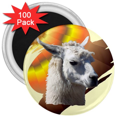 Llama head 3  Magnet (100 pack) from ArtsNow.com Front