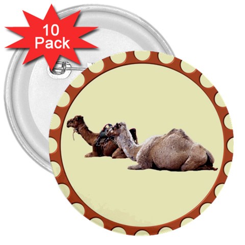 Sitting camels 3  Button (10 pack) from ArtsNow.com Front