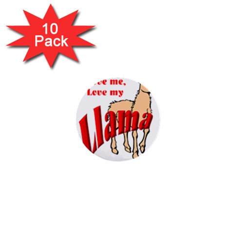 Love my llama 1  Mini Button (10 pack)  from ArtsNow.com Front