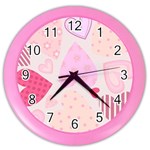 Pink Love Hearts Wall Clock