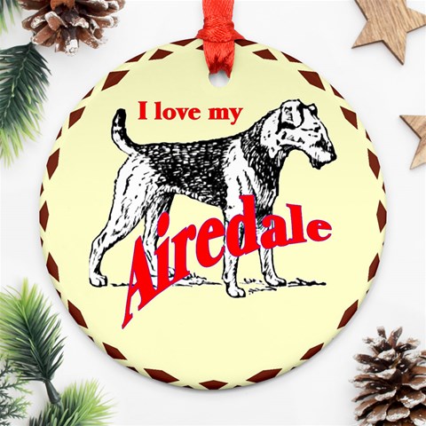 Airedale Ornament (Round) from ArtsNow.com Front