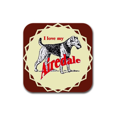 Airedale Rubber Square Coaster (4 pack) from ArtsNow.com Front
